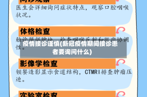 疫情接诊谨慎(新冠疫情期间接诊患者要询问什么)