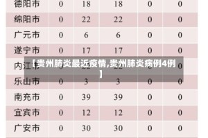 【贵州肺炎最近疫情,贵州肺炎病例4例】