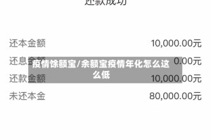 疫情馀额宝/余额宝疫情年化怎么这么低